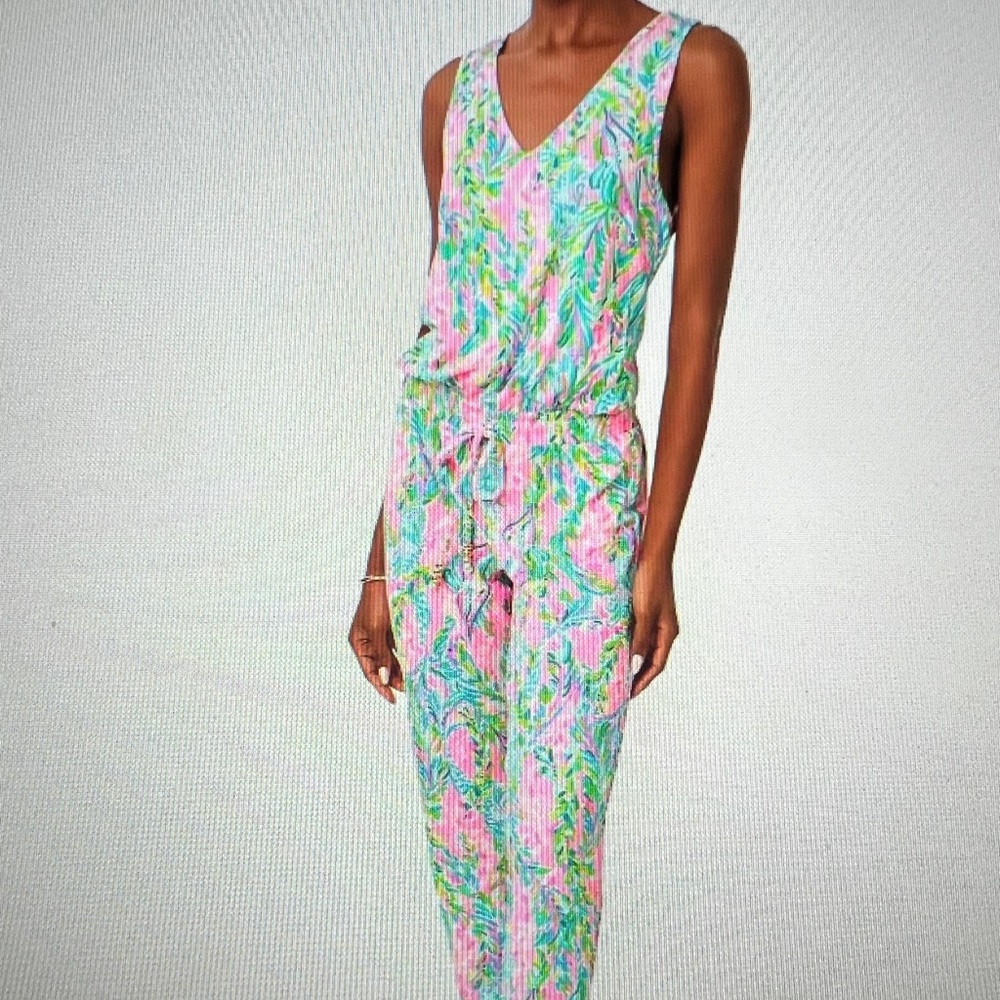 NWT Lilly Pulitzer Paulina Jumpsuit Multi Unicorn of the Sea XS